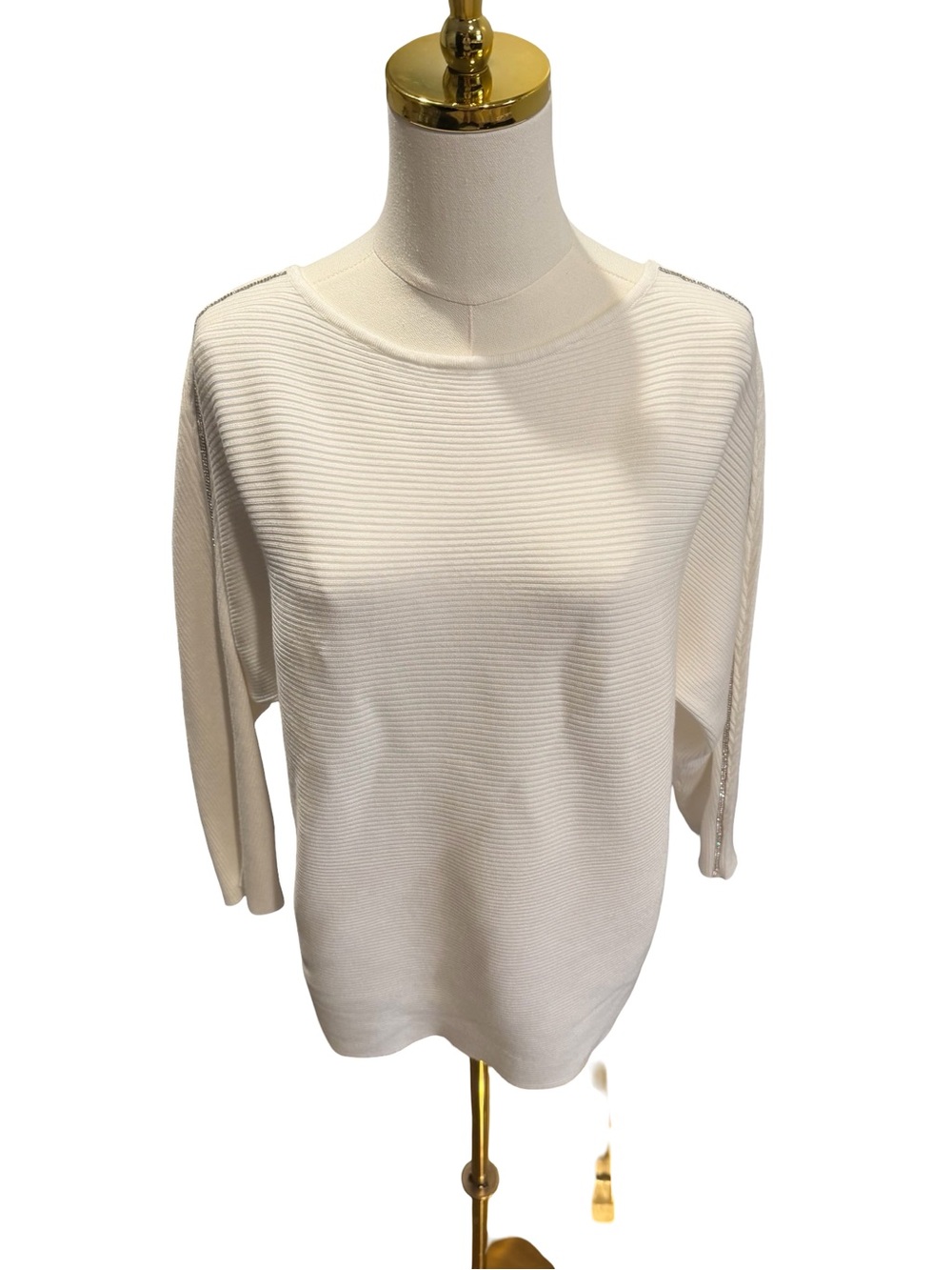 BY design Ribbed Cream Long-Sleeve Knit Top - Classic Crew
